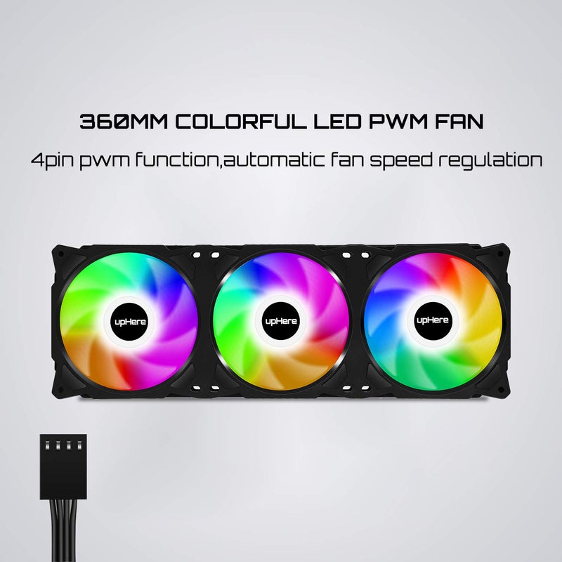 upHere 360mm All-in-One Auto RGB Computer Case Fan with PWM 4-Pin Interface High Performance Cooling Low Noise for Enhanced PC Cooling Black AUTO RGB,PWM 4-Pin,PF360CF4 - Image 4